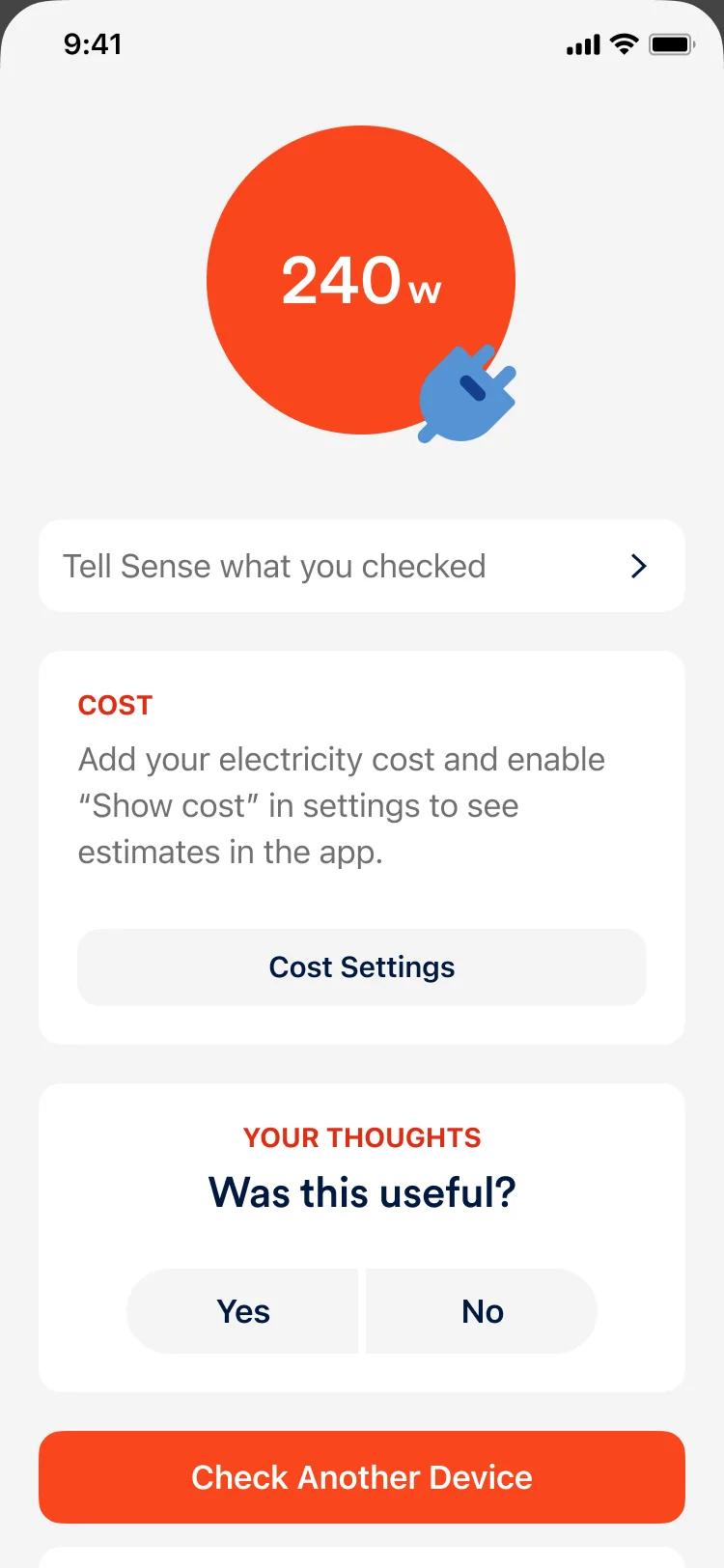 Something Else before cost is set up: 240 watts and a prompt to add your electricity cost